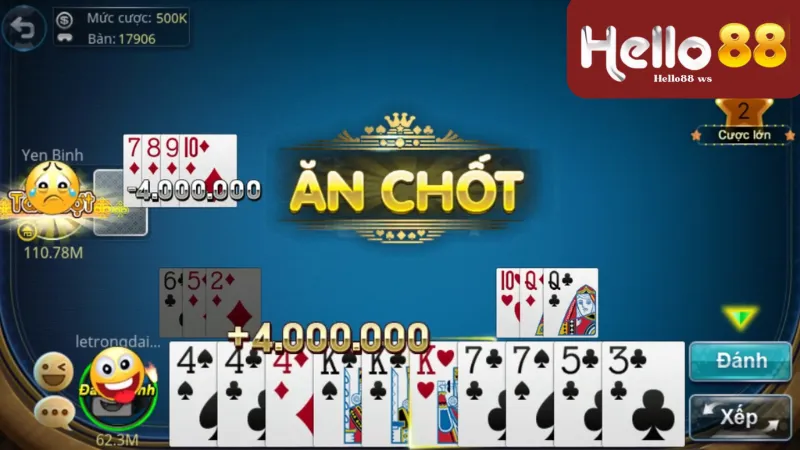 Trải nghiệm chơi phỏm tá lả trên Hello88